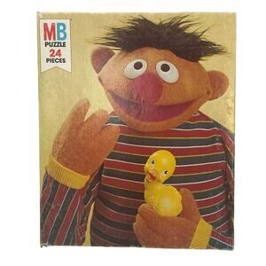 Vintage 1970s Milton Bradley Sesame Street Ernie 24pc Cardboard Jigsaw Puzzle